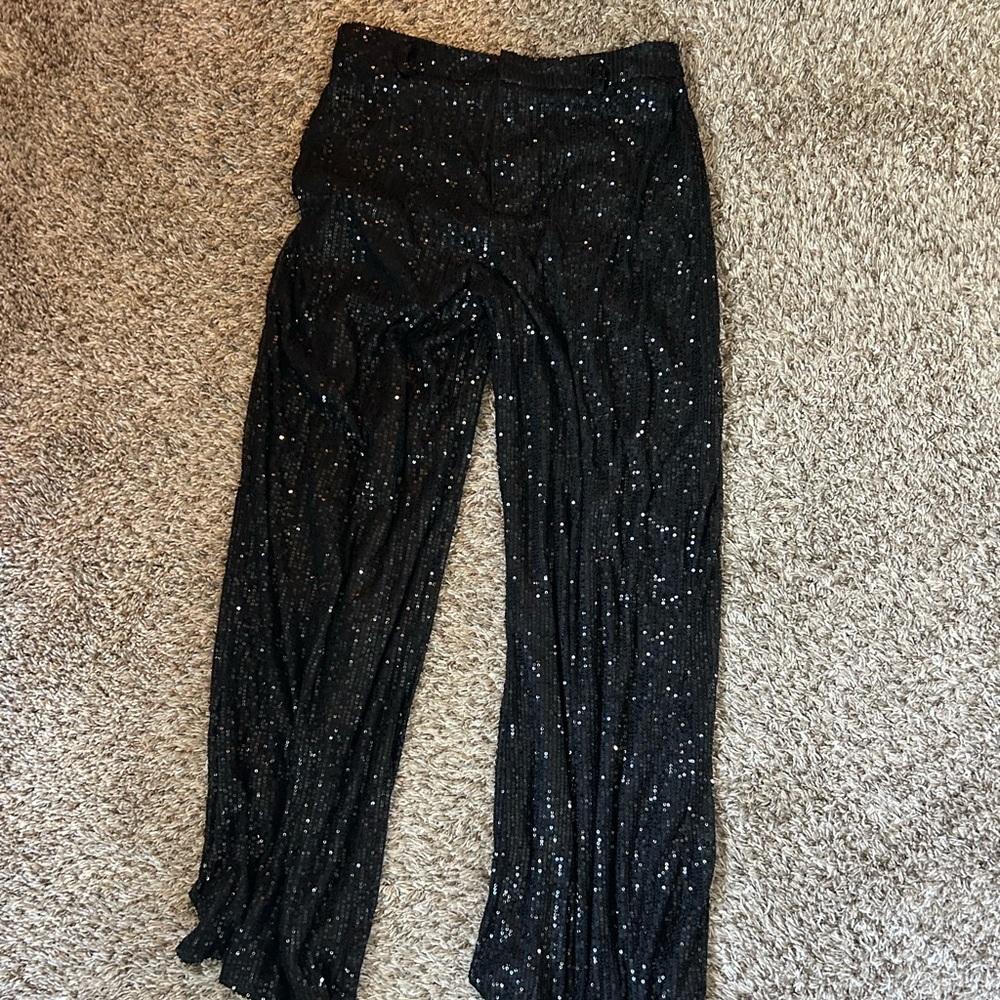 12th Tribe Black Sequin Trousers
